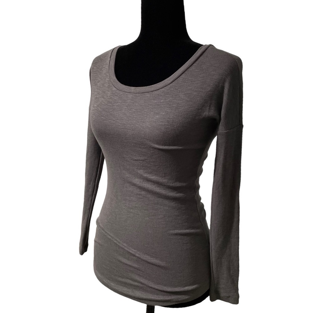 Gray Long Sleeve Top Pima Cotton Made In Peru